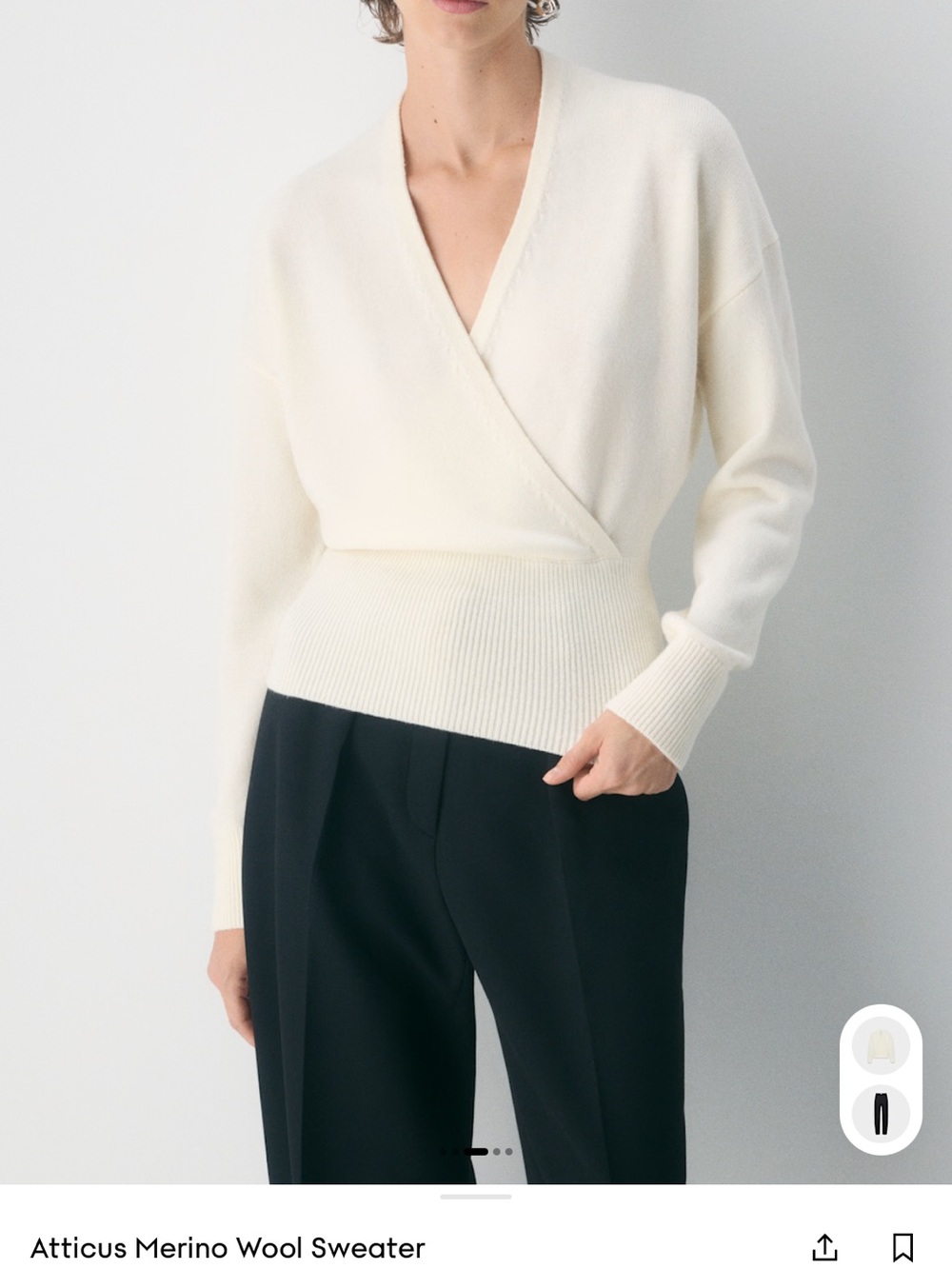 Aritzia Atticus Merino Wool V-Neck Wrap Sweater in Ivory